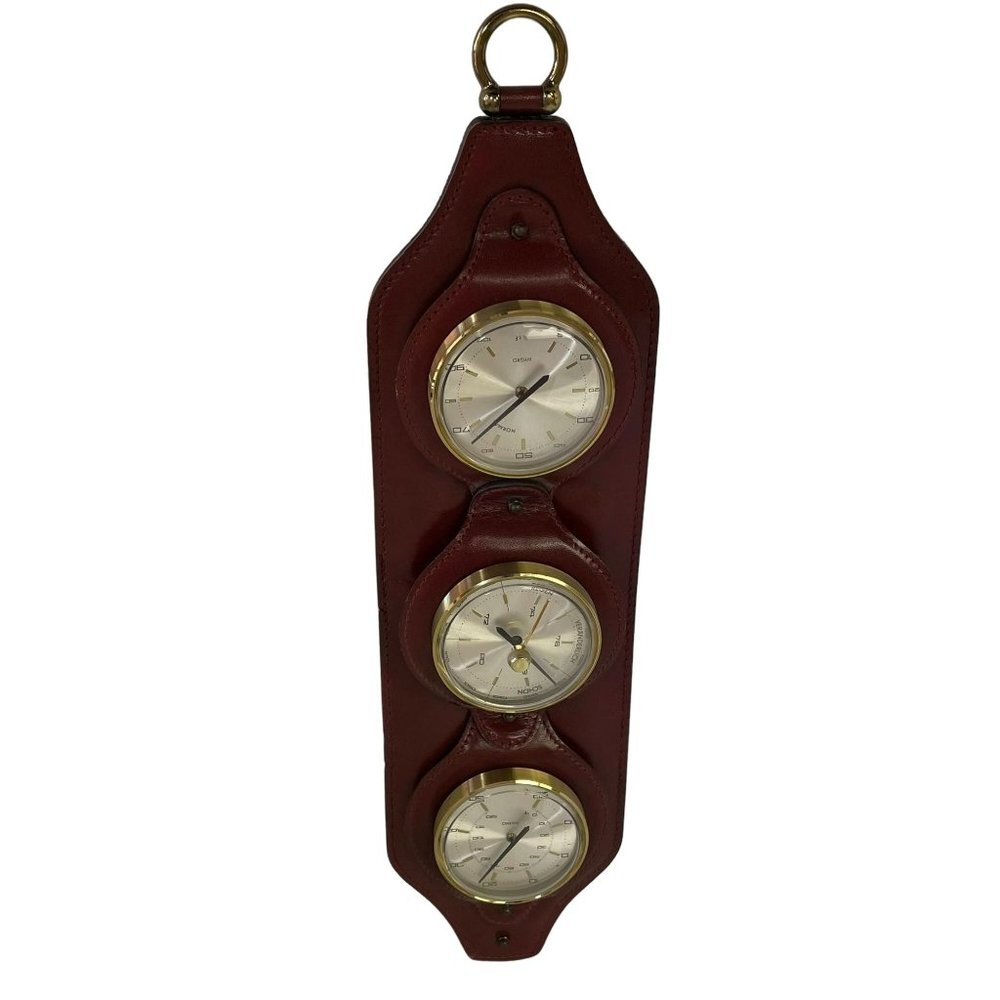 Vintage Veranderlich‎ Regen Schon Barometer Hygrometer Wall Clock Brown 17.5"L